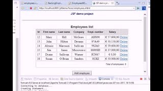 JSF and JDBC eclipse project 9  Deleting an item from hdataTable and from the database [upl. by Ingamar227]