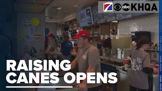 Residents Flock to Raising Canes in Quincy For Its Grand Opening [upl. by Alik907]