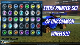 Rocket League  EVERY UNCOMMON WHEEL IN THE GAME SHOWCASE All Painted Uncommons [upl. by Irolam]