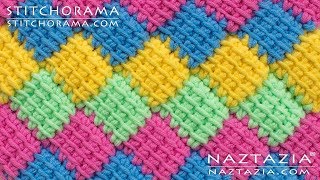 HOW to CROCHET ENTRELAC  Tunisian Interlaced Patchwork Diamonds Entrelec by Naztazia [upl. by Peta]