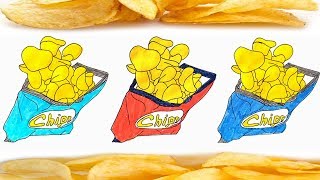 How To Draw Color Potato Chips Potato Chips Coloring Pages [upl. by Ennaear]