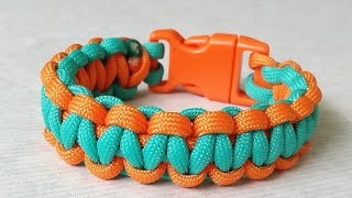 How to make Cobra Weave Solomon Bartwo color paracord survival bracelet [upl. by Meldon344]