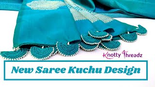 New Crochet Saree Kuchu  Tried Something New Using Silk Threads and Silver Beads  Knotty Threadz [upl. by Othelia284]