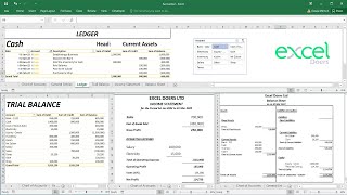 How to automate Accounting Ledger Trial Balance Income Statement Balance Sheet in Excel  English [upl. by Bainbridge]