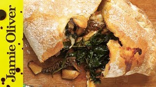 Easy Mushroom amp Spinach Pizza Calzone Recipe  Jamie Oliver [upl. by Ednihek]