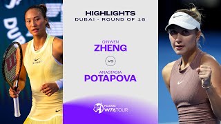 Zheng Qinwen vs Anastasia Potapova  2024 Dubai Round of 16  WTA Match Highlights [upl. by Fennessy]