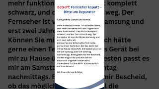 EMail auf Deutsch schreiben Fernseher Reparaturhilfe  germanforbeginners germanbasics deutsch [upl. by Linus]