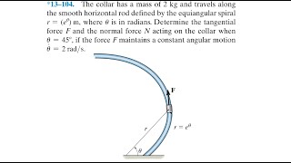 Dynamics 13104 The collar has a mass of 2 kg and travels along the smooth horizontal rod defined [upl. by Anasus785]