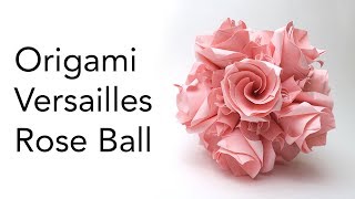 Origami Versailles Rose Ball Tutorial designed by Krystyna Burczyk [upl. by Sotsirhc]