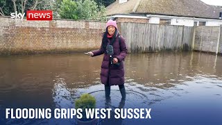 Hundreds of people evacuated after flooding hits West Sussex [upl. by Notneiuq]