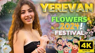 Walking Tour in Yerevan Armenia 🇦🇲  The Flowers Festival  August 2024  4K 60FPS [upl. by Cottrell]