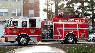 Santa Claus Riding On Fire Truck Through Royersford 2023 [upl. by Thordis]