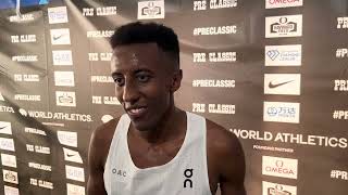 Yared Nuguse after 34397 American mile record at 2023 Pre Classic [upl. by Zora]