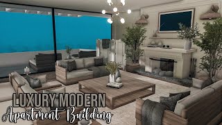 ROBLOX  Bloxburg Huge Luxurious Apartment Building Speedbuild  Tutorial  Interior Pt1  Ellvoi [upl. by Esilahc]