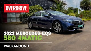 2022 MercedesBenz EQS 580 4MATIC Indiaspec walkaround review  OVERDRIVE [upl. by Monda64]