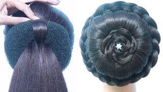 new easy bridal bun hairstyle for medium hair  wedding hairstyles  hairstyle for girls  hairstyle [upl. by Yellhsa]