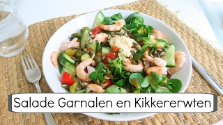 Gezond en Makkelijk Recept Salade Garnalen en Kikkererwten [upl. by Ehud]