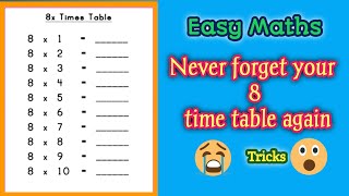 Maths TricksEasy way to Learn 8 times Table [upl. by Ahsart]