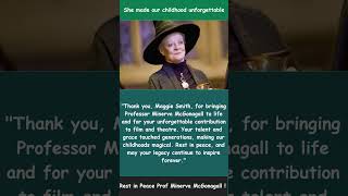 Maggie Smith aka Harry Potters Prof Minerva McGonagall dies at 89 [upl. by Noyr]