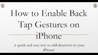 How to Enable Back Tap Gestures on iPhone [upl. by Dawn]