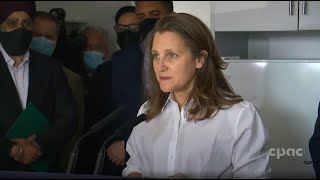 Finance Minister Chrystia Freeland highlights budget measures in Surrey BC – April 13 2022 [upl. by Michael768]