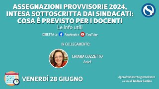 Assegnazioni provvisorie 2024 INTESA sottoscritta dai sindacati cosa è previsto per i docenti [upl. by Rases]