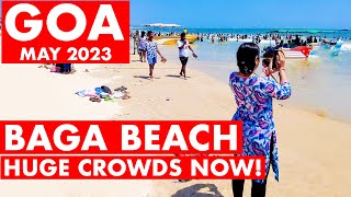 GOA  BAGA BEACH  2023  GOA VLOG  SITUATION UPDATE  WATERSPORTS KAYAKING SHACKS NIGHTLIFE [upl. by Yeldnarb]