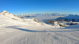 Kitzteinhorn  Skiing in Austria High Tauern  Kaprun main easy piste 113 10 Gimbal 4K Sunshine [upl. by Attenweiler]