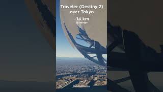 🤯🛸Traveler Destiny 2 over Tokyo 14 km [upl. by Devondra]