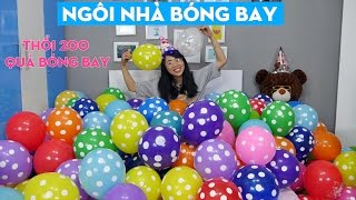 THỔI 200 QUẢ BÓNG BAY CHÚC MỪNG SINH NHẬT KÊNH THƠ NGUYỄN  LÀM NGÔI NHÀ BONG BÓNG [upl. by Lehacim]