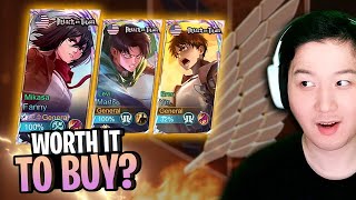 How much are Attack On Titan New Skins Quick review  Mobile Legends [upl. by Rush]