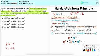 NEET zoology 2019 Q156 Understanding the HardyWeinberg PrincipleGenetic Equilibrium and Evolution [upl. by Celle]