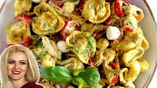 Summer Pesto Tortellini Pasta Salad Recipe [upl. by Jacy]