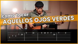 👀 Como tocar AQUELLOS OJOS VERDES en Guitarra 🎸 OBLIGADO bolero fácil y bonito [upl. by Akkire]