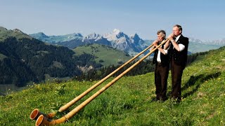 Germany funny musical instrument alphorn or alpenhorn or alpine horn [upl. by Meredithe923]