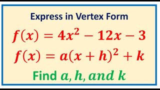 4x212x3  axh2k Find Vertex Intercepts and Range  Quadratic Relations [upl. by Ffilc]