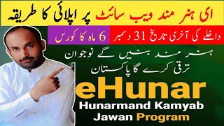 eHunar  Hunarmand Pakistan Free Online course 2024  How to Apply on eHunar [upl. by Loralee328]