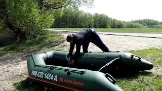 Rozkładanie i pompowanie pontonu Kolibri 300 z pełną podłogą i silnikiem Haswing Osapian 5560 Lbs [upl. by Harlene]