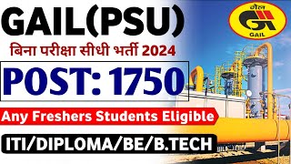 GAIL ltd recruitment 2024  freshers  Gail ltd Jobs 2024  Gail Vacancy 2024 Gail Job vacancy 2024 [upl. by Fleischer]