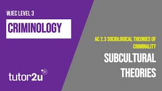 Subcultural Theories  WJEC Criminology  Unit 2  AC 23 Revision [upl. by Keily]