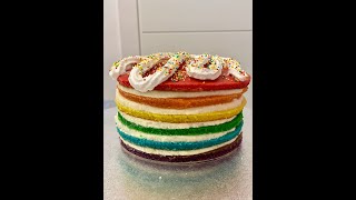 Rainbow cake o torta arcobaleno  ricetta completa Una torta a sei strati tutti di colore diverso [upl. by Webber]