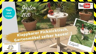 Klappbarer Picknicktisch Gartenmöbel selber bauen 🔴😀🛠 [upl. by Nnaillij]