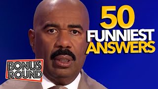 50 Funniest Answers amp Moments With Steve Harvey On FAMILY FEUD [upl. by Inerney969]