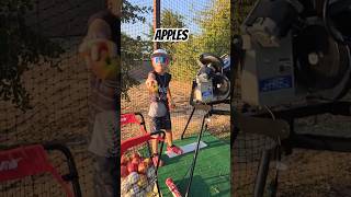 Apples 🍎 vs Pitching Machine vs Baseball bat baseball smash baseballlife baseballswing [upl. by Ivanna]