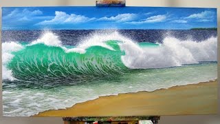 Art Lesson How to create a realistic Wave with H2o Water Mixable Oil Paints [upl. by Annirok]