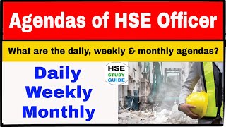 What are the daily weekly and monthly agendas of HSE Officer  Duties of HSE Officer at site [upl. by Nicolai]