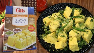 Gits Khaman Dhokla Packet Recipe  gits Spongy dhokla packet Review  ढोकला रेसिपी [upl. by Sherourd]