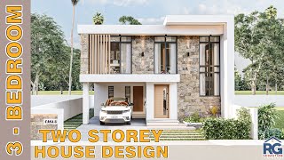 3  Bedroom Two Storey House Design 1400 x 1000 m [upl. by Stoops]