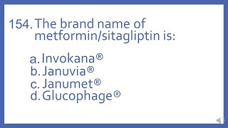 Top 200 Drugs Practice Test Question  The brand name of metformin sitagliptin is PTCB PTCE NAPLEX [upl. by Cam]