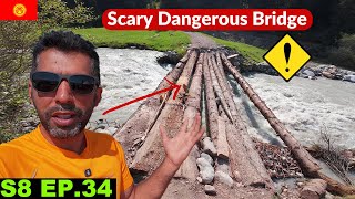 No Warnings about this Scary Dangerous Bridge 🇰🇬 S8 EP34  Pakistan to Japan Motorcycle Tour [upl. by Lytton535]